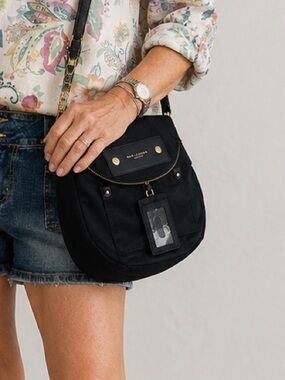 Marc Jacobs Preppy Natasha Nylon shoulder crossbody bag Navy Blue Gold Zipper